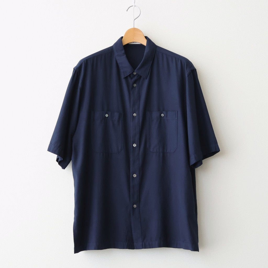 COTTON SILK VIERA LOOSE FIT HALF SLEEVE SHIRT #NAVY [BLAGLM0206