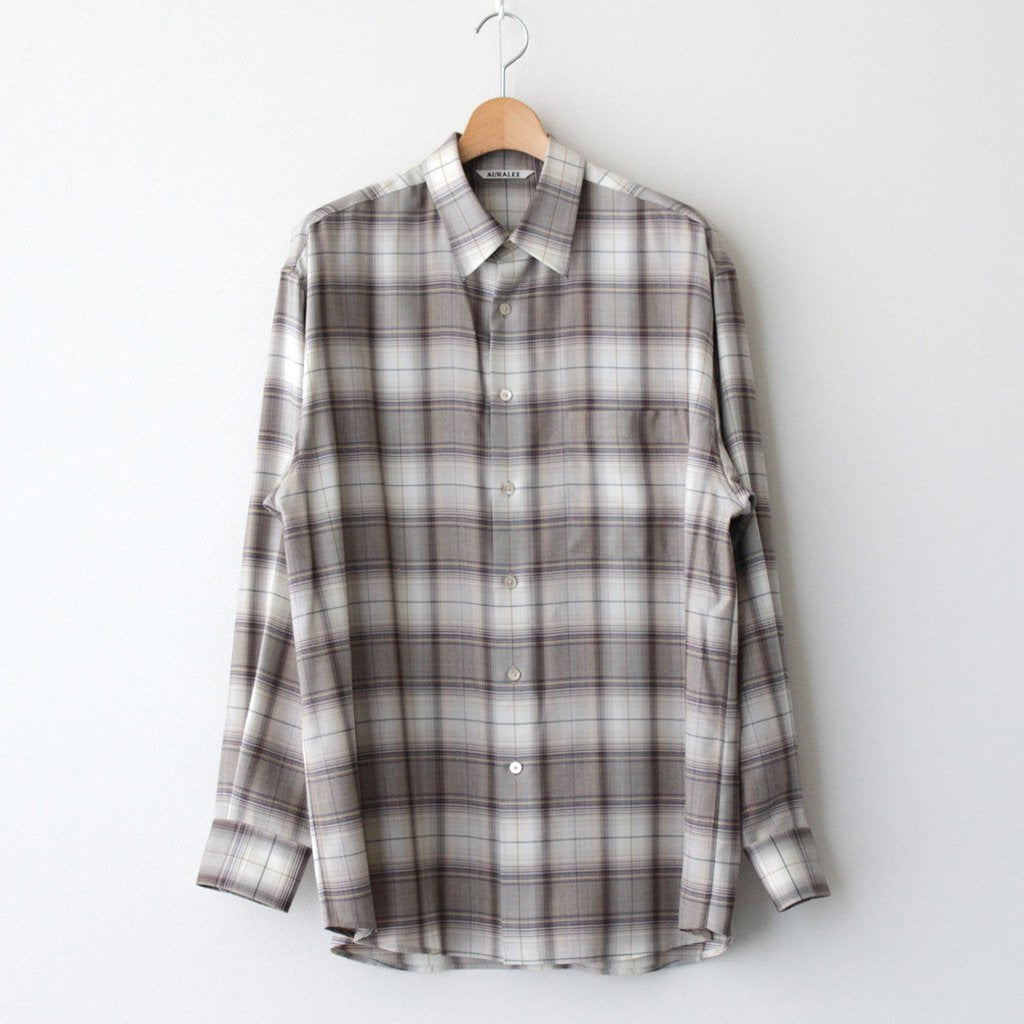 SUPER LIGHT WOOL CHECK SHIRT #LIGHT BROWN CHECK [A23AS01LC] – ciacura