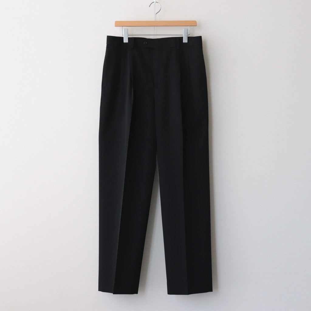 LIGHT WOOL MAX GABARDINE TWO-TUCK SLACKS #TOP BLACK [A23AP03MG