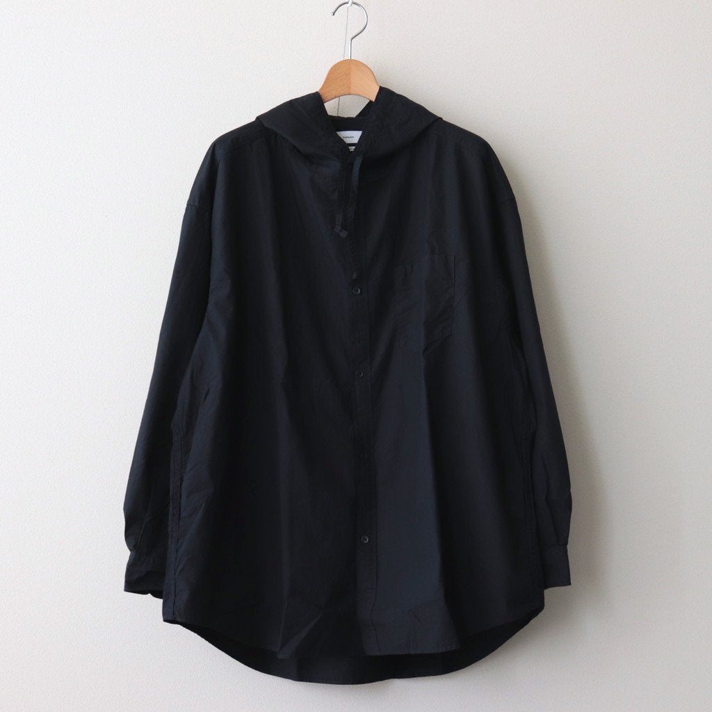 Garment Dyed Suvin Typewriter Oversized Hooded Shirt #NAVY [GM233