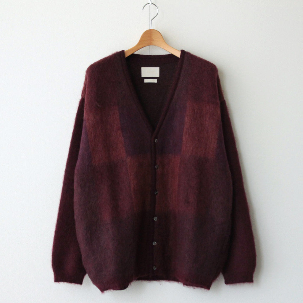 SQUARE PANNEL MOHAIR CARDIGAN #BURGUNDY [YK23FW0590S] – ciacura