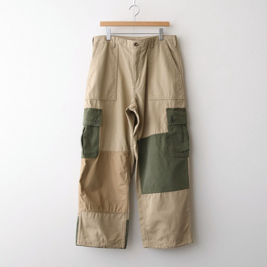 綿サージ 多素材MIX 製品加工 パンツ #BEIGE [HQ-P025-051] - ciacura