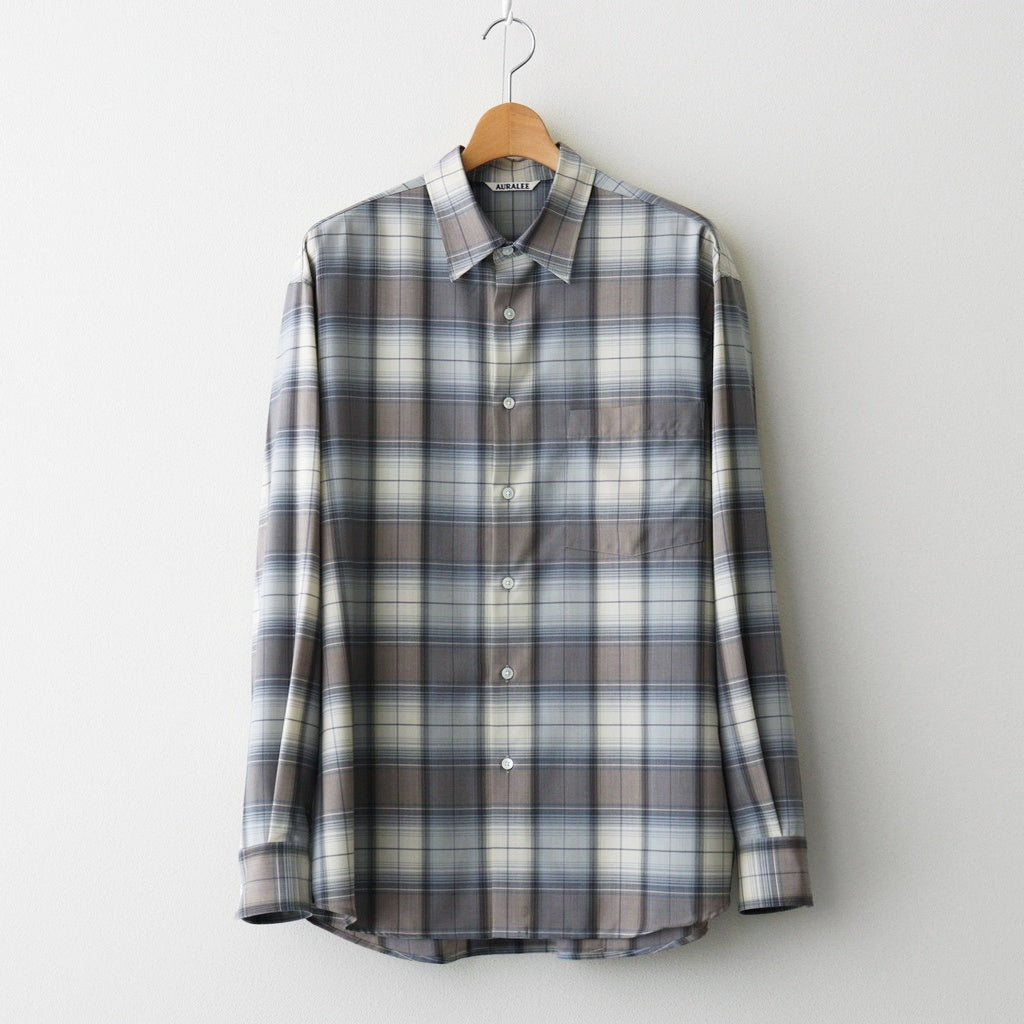SUPER LIGHT WOOL CHECK SHIRT #BLUE GRAY CHECK [A26SS01LC