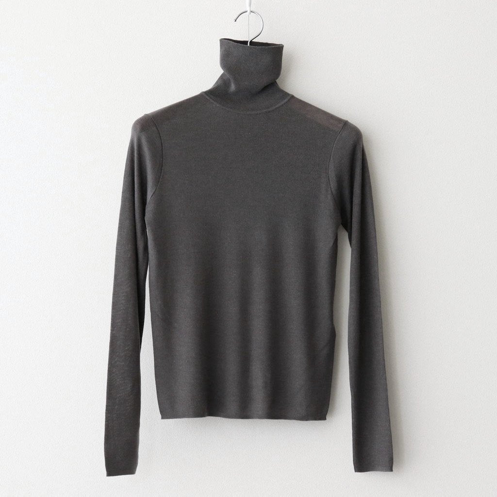 TENCEL SILK CIRCULER RIB TURTLENECK SWEATER #CHARCOAL GRAY(004