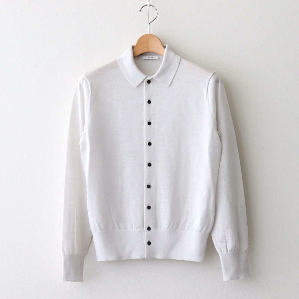 RAMIE WOOL POLO KNIT CARDIGAN #WARM WHITE [KRAGGM0126] – ciacura