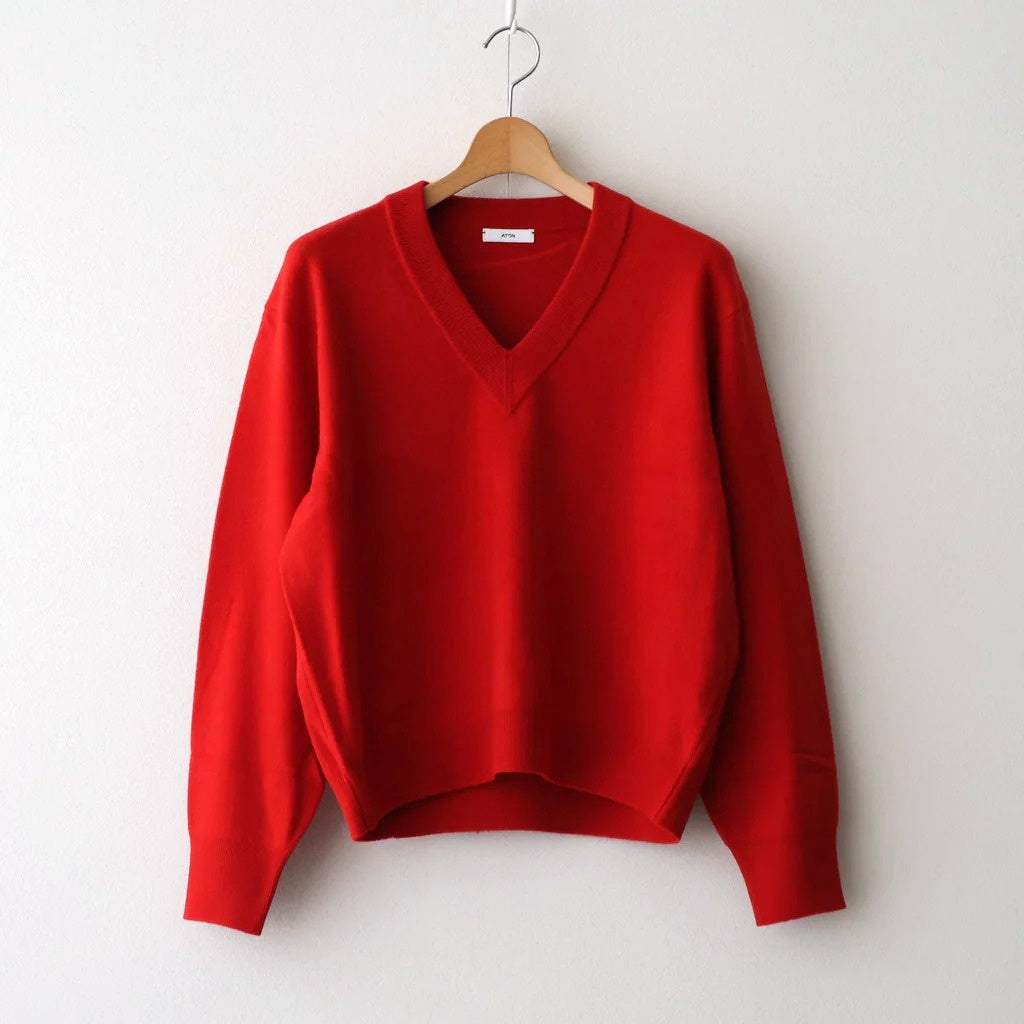 MERINO COLLEGE KNIT V-NECK SWEATER #RED(010) [KRAGGW0905] – ciacura