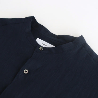 Linen L/S Oversized Band Collar Shirt #NAVY [GM241-50274B]