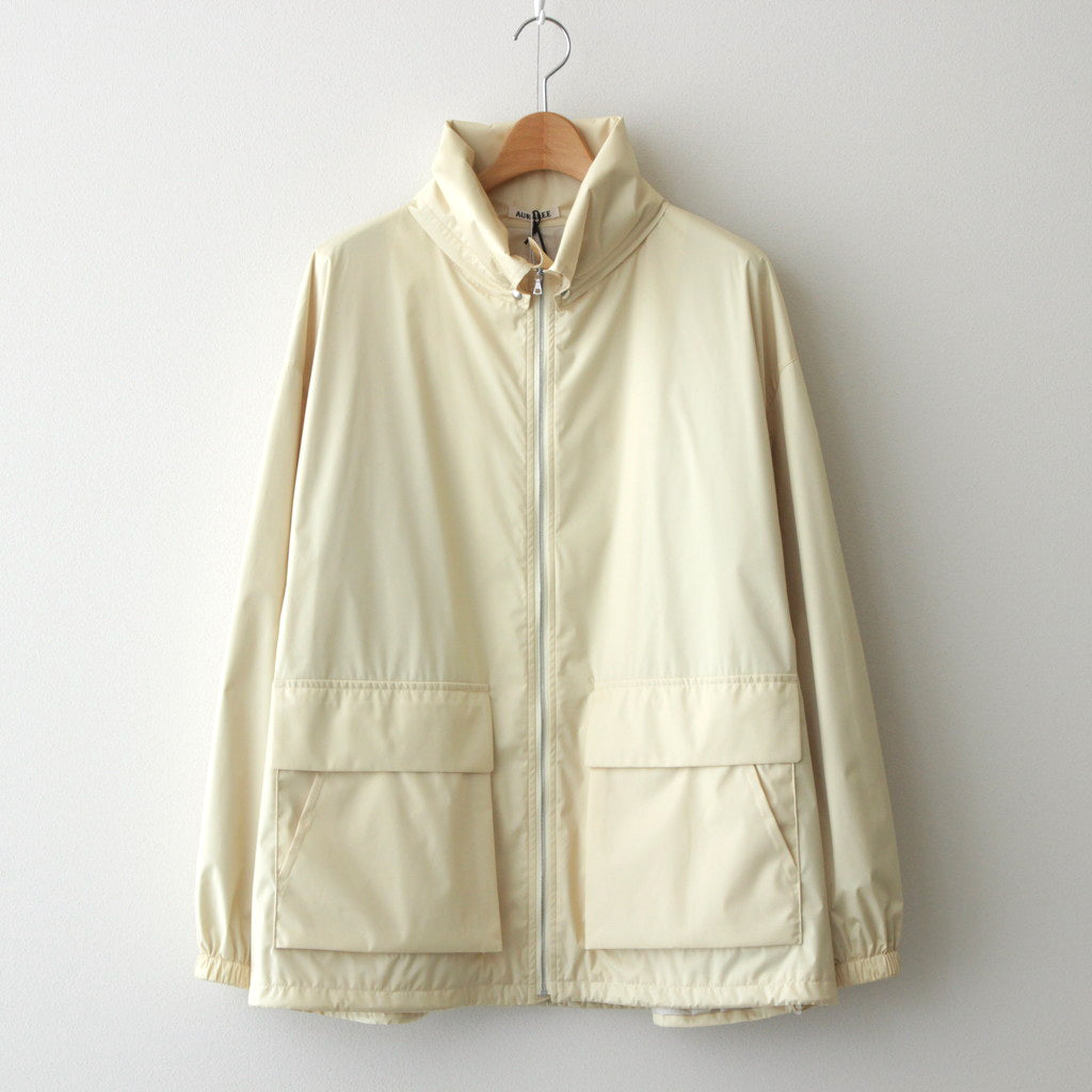 HARD TWIST POLYESTER SATIN LAMINATE ZIP BLOUSON #LIGHT BEIGE [A24SB02SL]