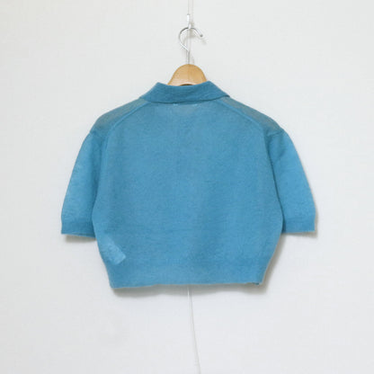 KID MOHAIR SHEER KNIT SHORT POLO #TURQUOISE BLUE [A24SP03FG]