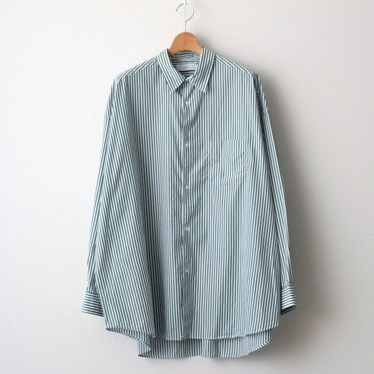 Broad L/S Oversized Regular Collar Shirt #GREEN STRIPE [GM234-50001STB]