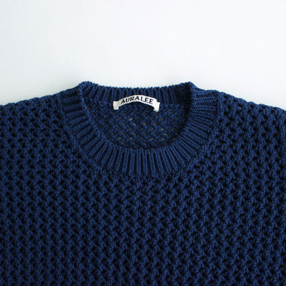 COTTON LILY-YARN MESH KNIT TEE #BLUE [A24ST02LM]