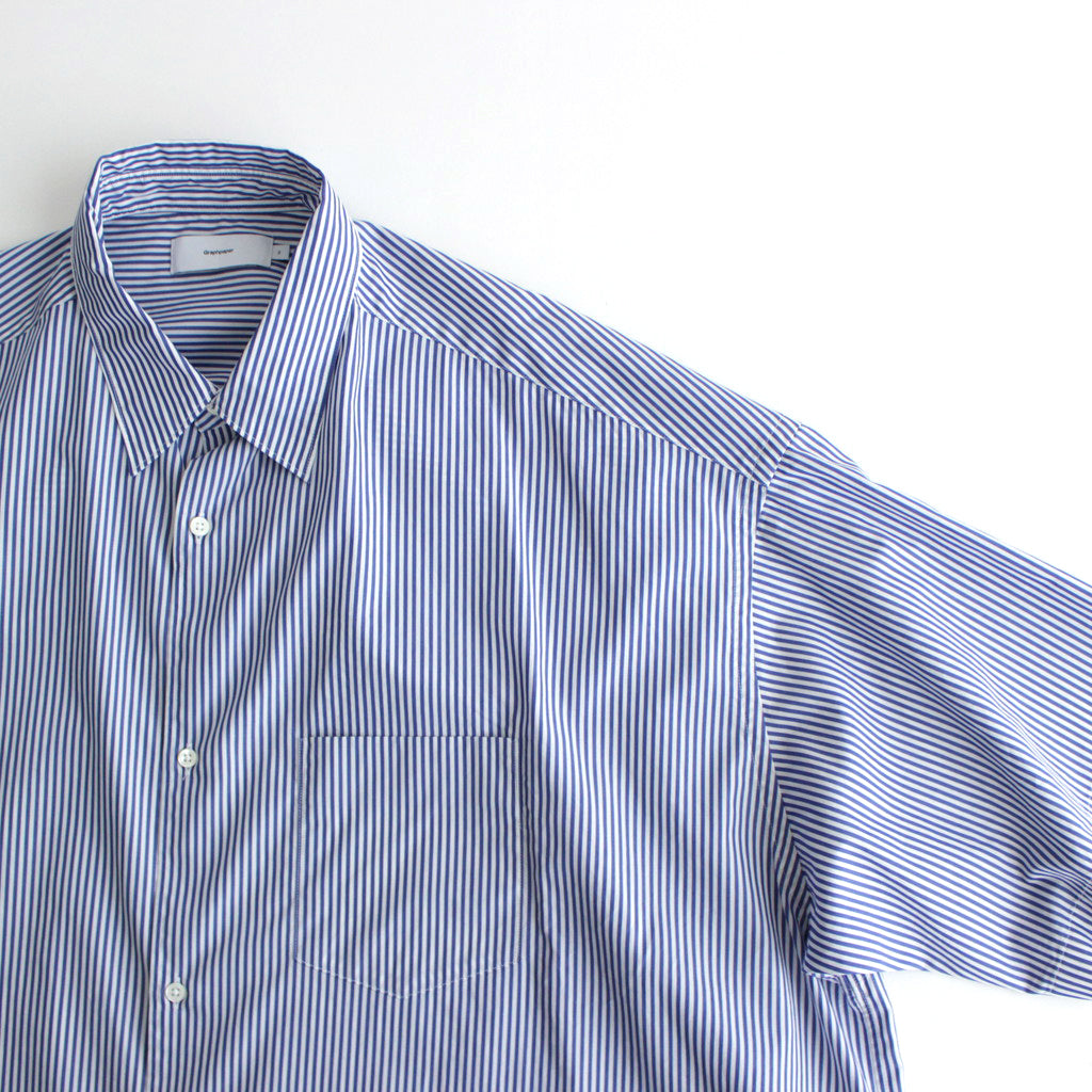 Broad S/S Oversized Regular Collar Shirt #BLUE STRIPE [GM241-50003STB]