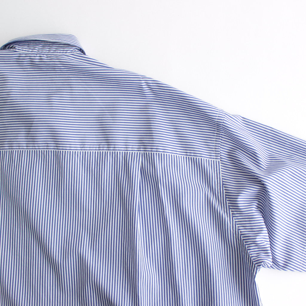 Broad S/S Oversized Regular Collar Shirt #BLUE STRIPE [GM241-50003STB]