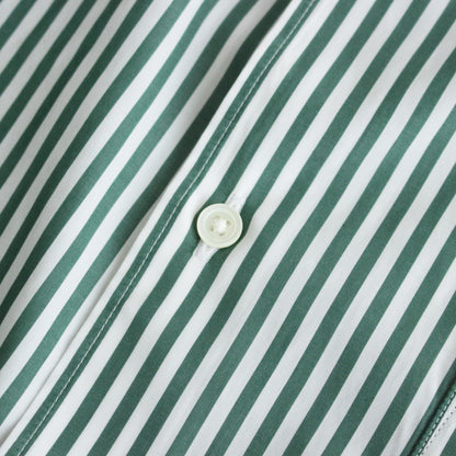 Broad S/S Oversized Regular Collar Shirt #GREEN STRIPE [GM241-50003STB]