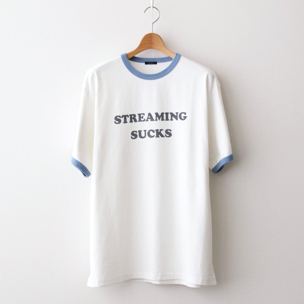 RINGER T-SHIRT STREAMING SUCKS #WHITE?~BLUE [H2401-CS029-1
