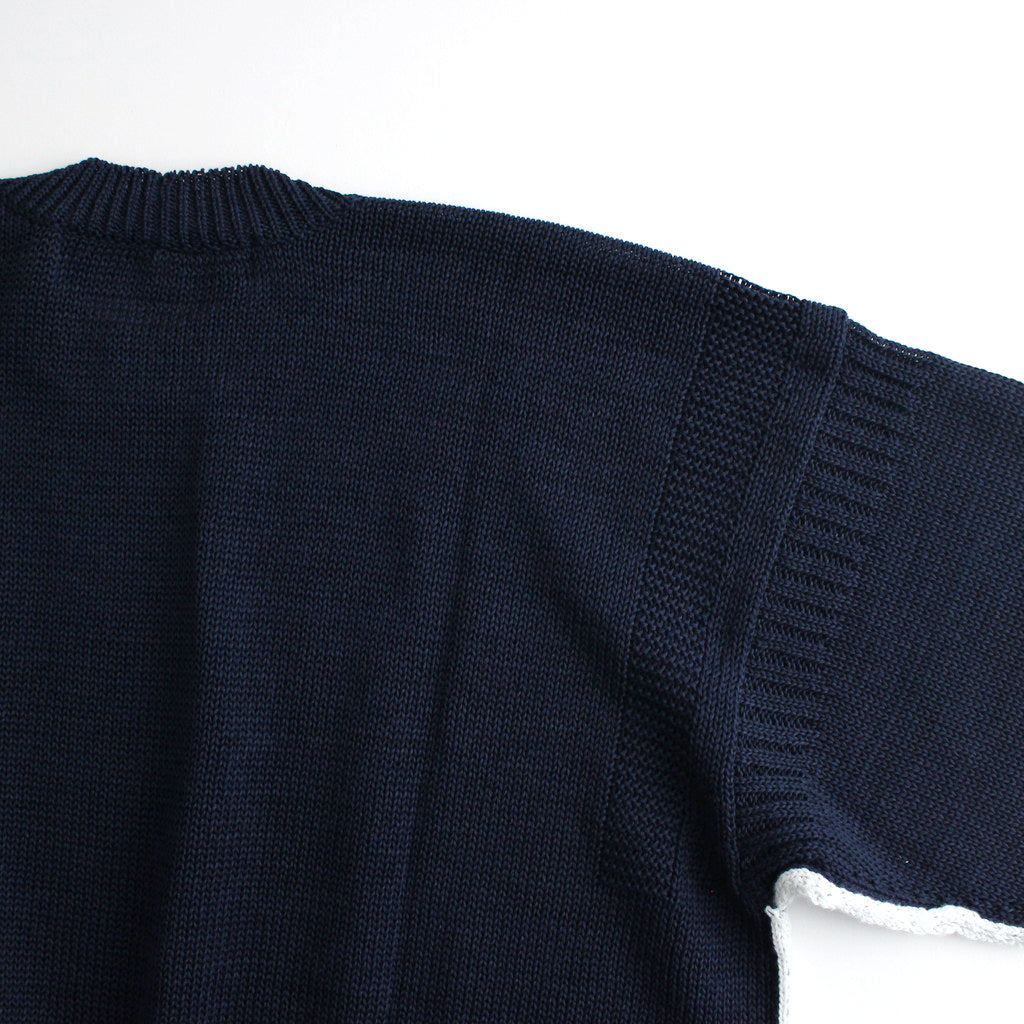 綿ギマ×エステル天竺エンボス加工 セーター #BLACK [HM-N003-051]