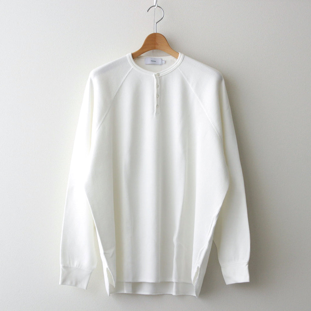 Waffle L/S Henley Neck Tee #WHITE [GU241-70136B] – ciacura