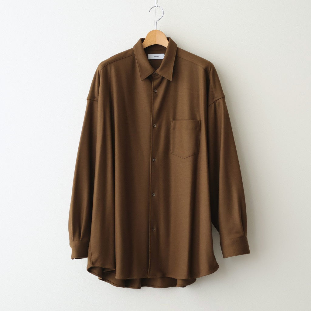 Wool Smooth Flannel Oversized Regular Collar Shirt #BROWN [GU253