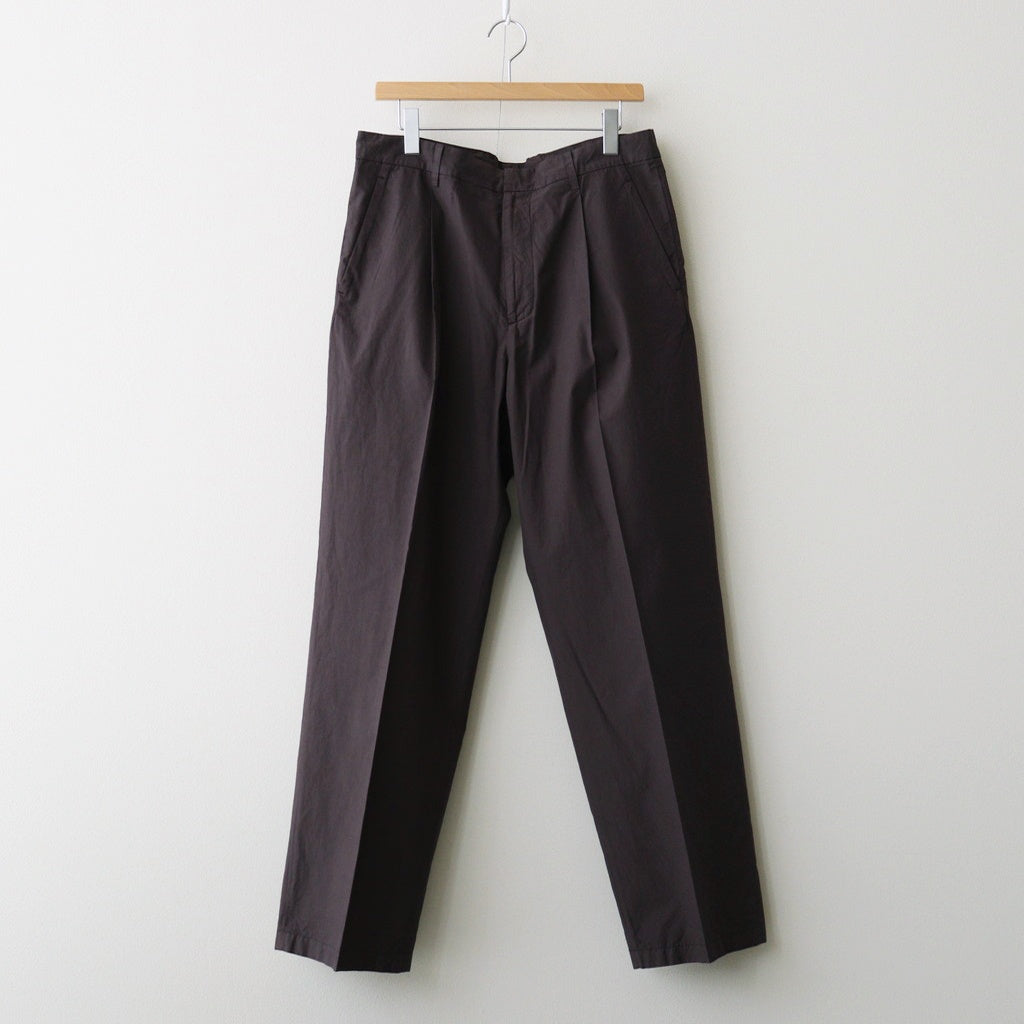 GARMENT-DYED FINX SHUTTLE WEATHER ONE-TUCK SLACKS #DARK BROWN