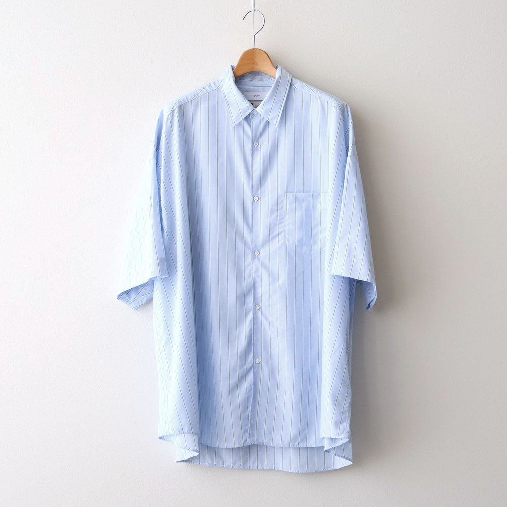 SIDOGRAS S/S Oversized Regular Collar Shirt #GREEN PIN STRIPE