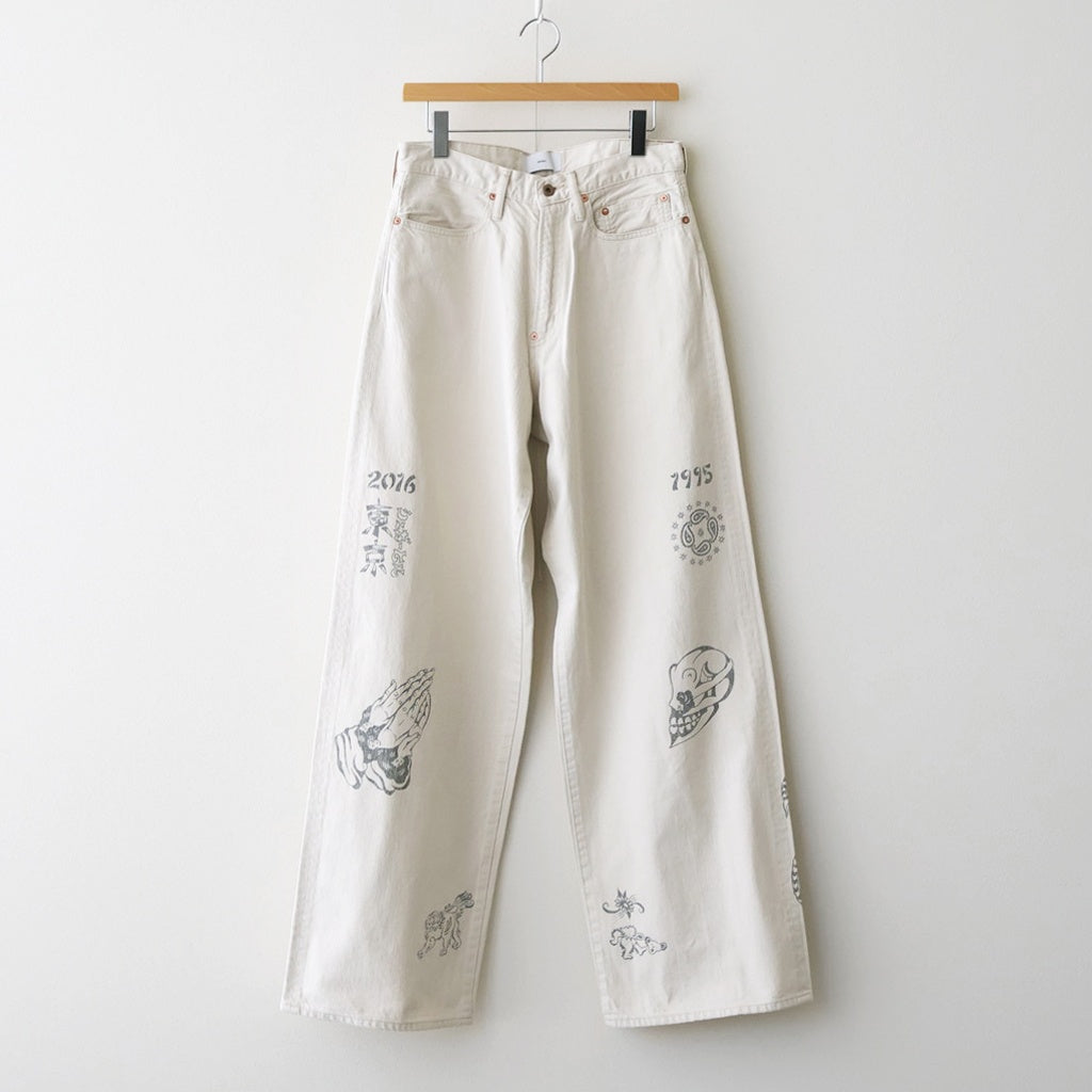 TATTOO FLASH PRINT MODERN DENIM WIDE CUT #ECRU [26440414