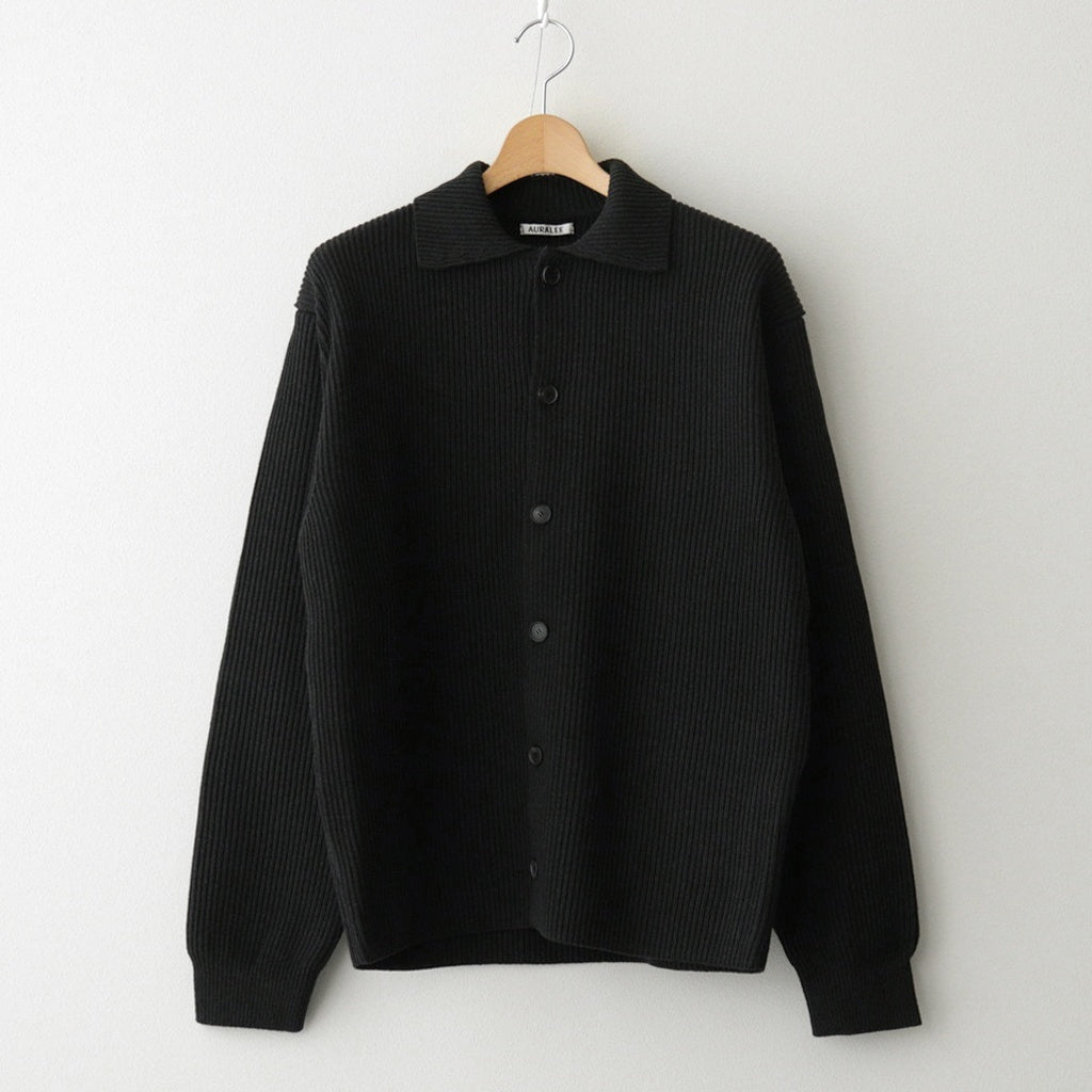 SUPER FINE WOOL RIB KNIT SHIRT CARDIGAN #BLACK [A25AC01RK] – ciacura