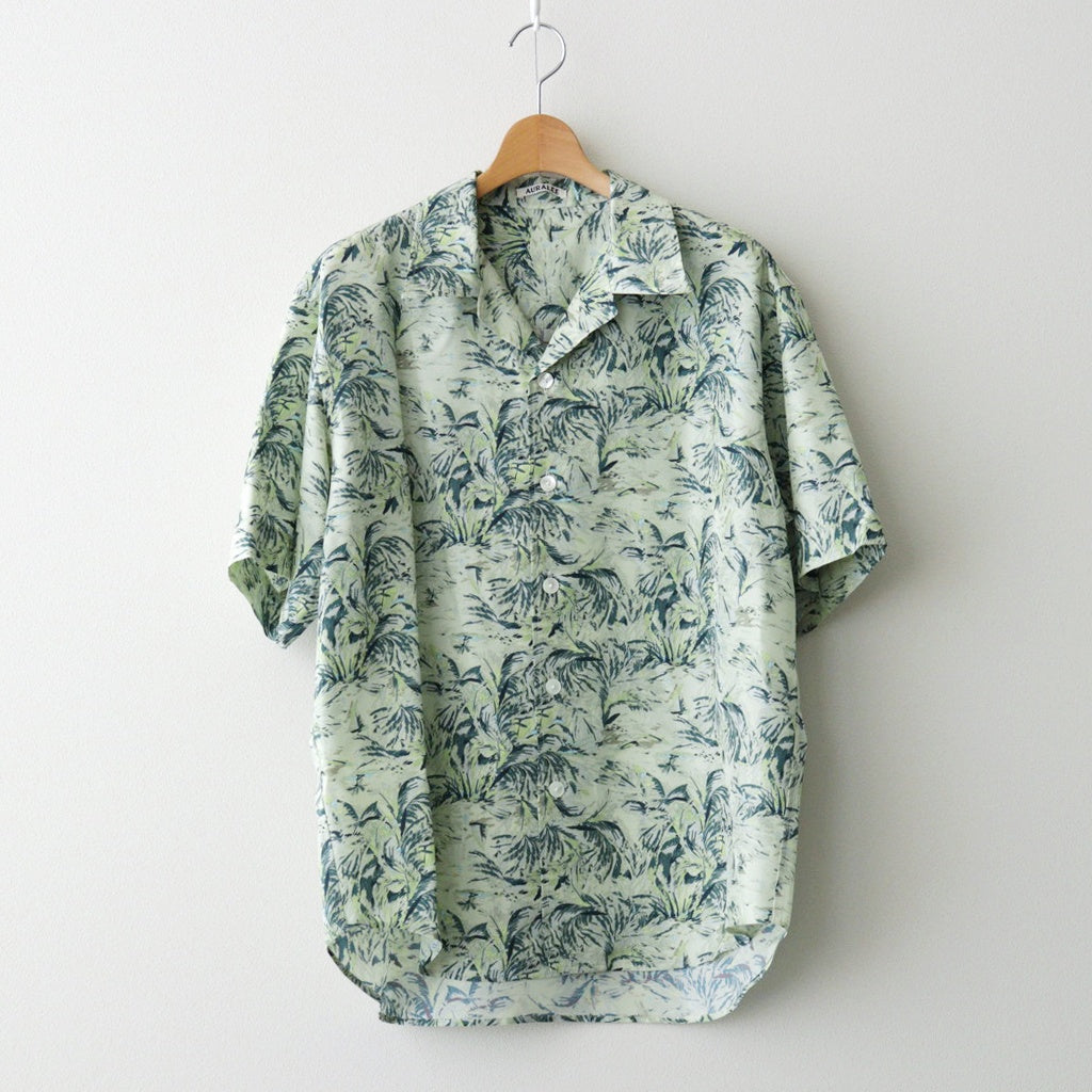 PRINTED AIRY SILK HALF-SLEEVED SHIRT #PALE GREEN [A26SS01AP