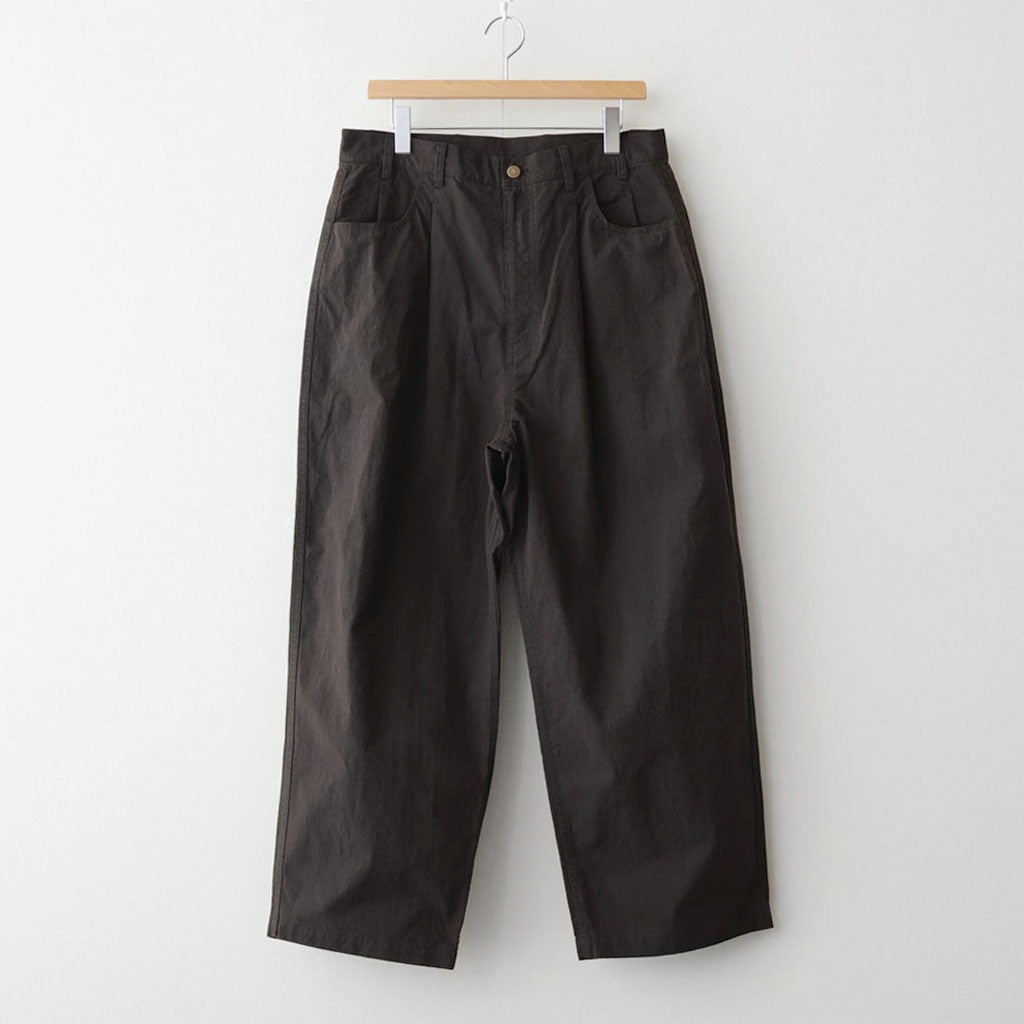 ナイロンオックス 製品染め タックパンツ #BROWN [HQ-P003-051