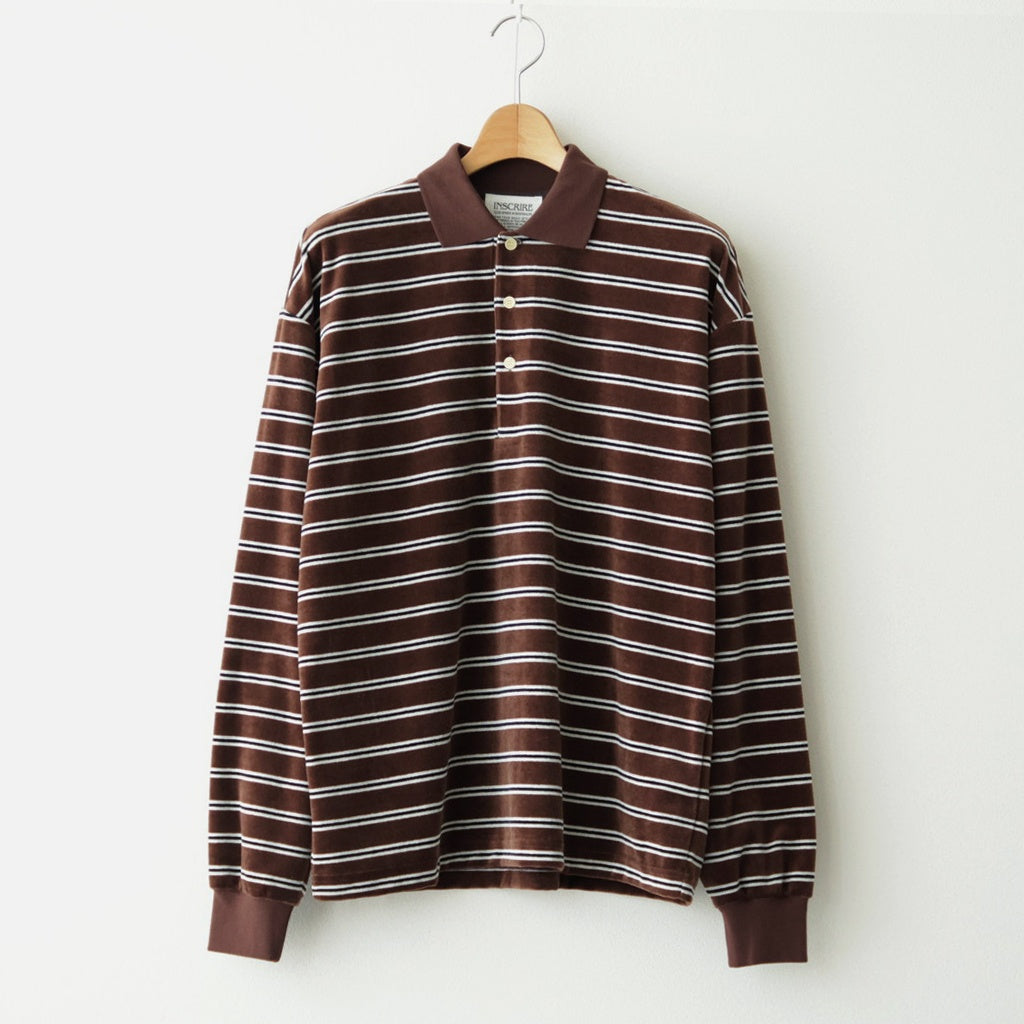 Velvet Border Polo Shirt #BROWN×NAVY [I26AW-BC11] - ciacura 三重県