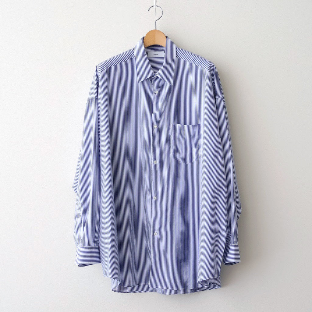 Broad Stripe L/S Oversized Regular Collar Shirt #BLUE STRIPE