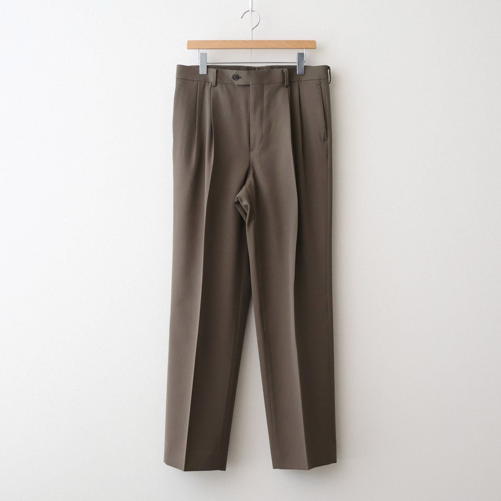 LIGHT WOOL MAX GABARDINE TWO-TUCK SLACKS #DARK OLIVE BROWN