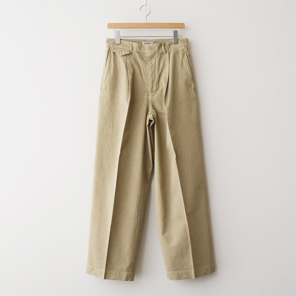 GARMENT-DYED FINX LIGHT CHINO ONE-TUCK WIDE PANTS #BEIGE