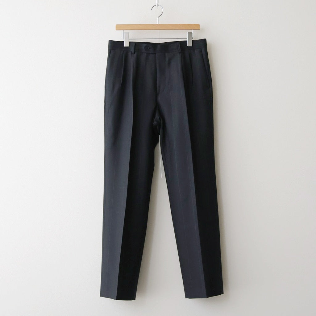BLUEFACED WOOL TWO-TUCK SLACKS #CHARCOAL NAVY STRIPE [A26SP02BA