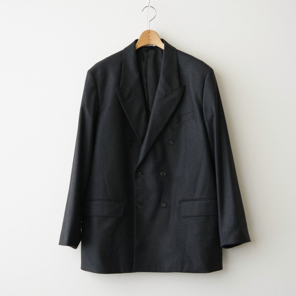 WOOL FULLING FLANNEL DOUBLE-BREASTED JACKET #TOP CHARCOAL