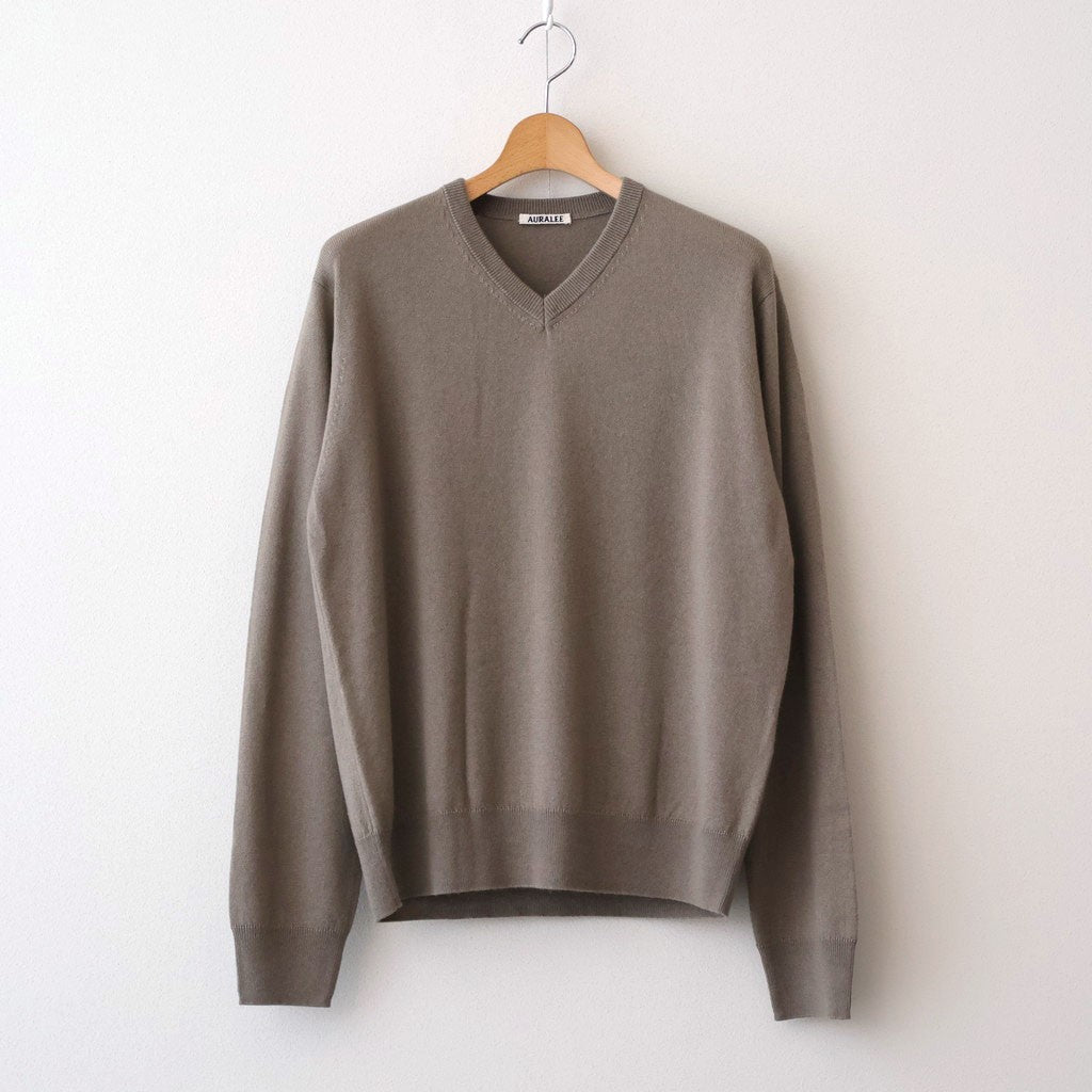 SUPER FINE CASHMERE SILK KNIT V-NECK P/O #KHAKI BROWN [A26SV01SC