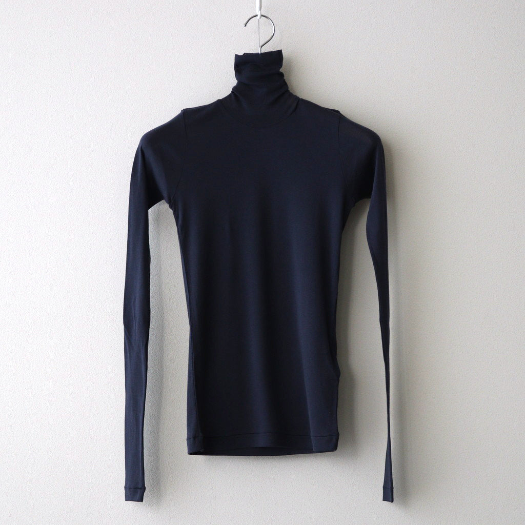 HIGH GAUGE SHEER RIB TURTLE NECK L/S TEE #NAVY [A00T02HF] – ciacura