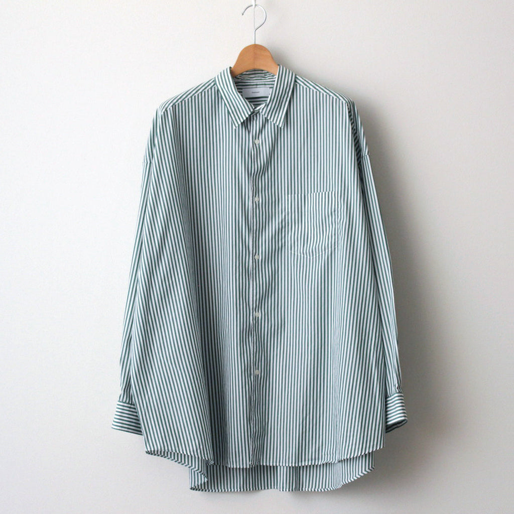 Broad L/S Oversized Regular Collar Shirt #GREEN STRIPE [GM234