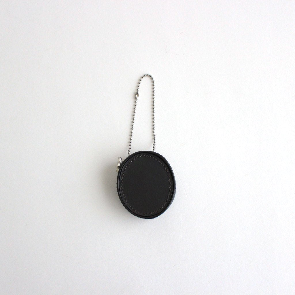 SMOOTHED COW LEATHER OVAL ZIP CASE #CHARCOAL [B01O_CO-15] _ ED