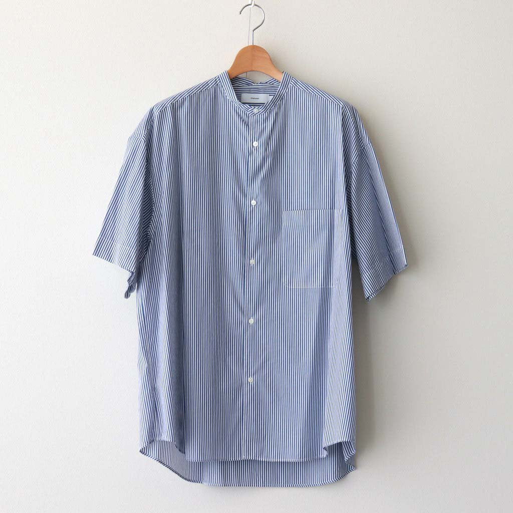 BROAD STRIPE S/S OVERSIZED BAND COLLAR SHIRT #BLUE STRIPE [GM231-50219B]