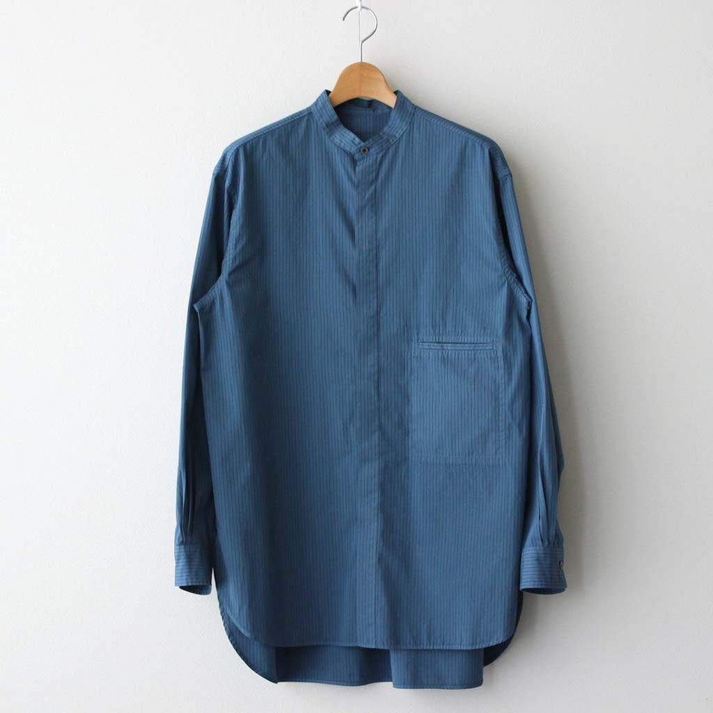 GARMENT DYE STRIPE BAND COLLAR SHIRTS #MARINE BLUE [YK23SS0473SH]