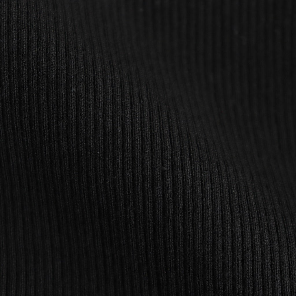 COTTON HIGH GAUGE RIB KNIT CROPPED CREW NECK CARDIGAN #BLACK [A00C04HR]