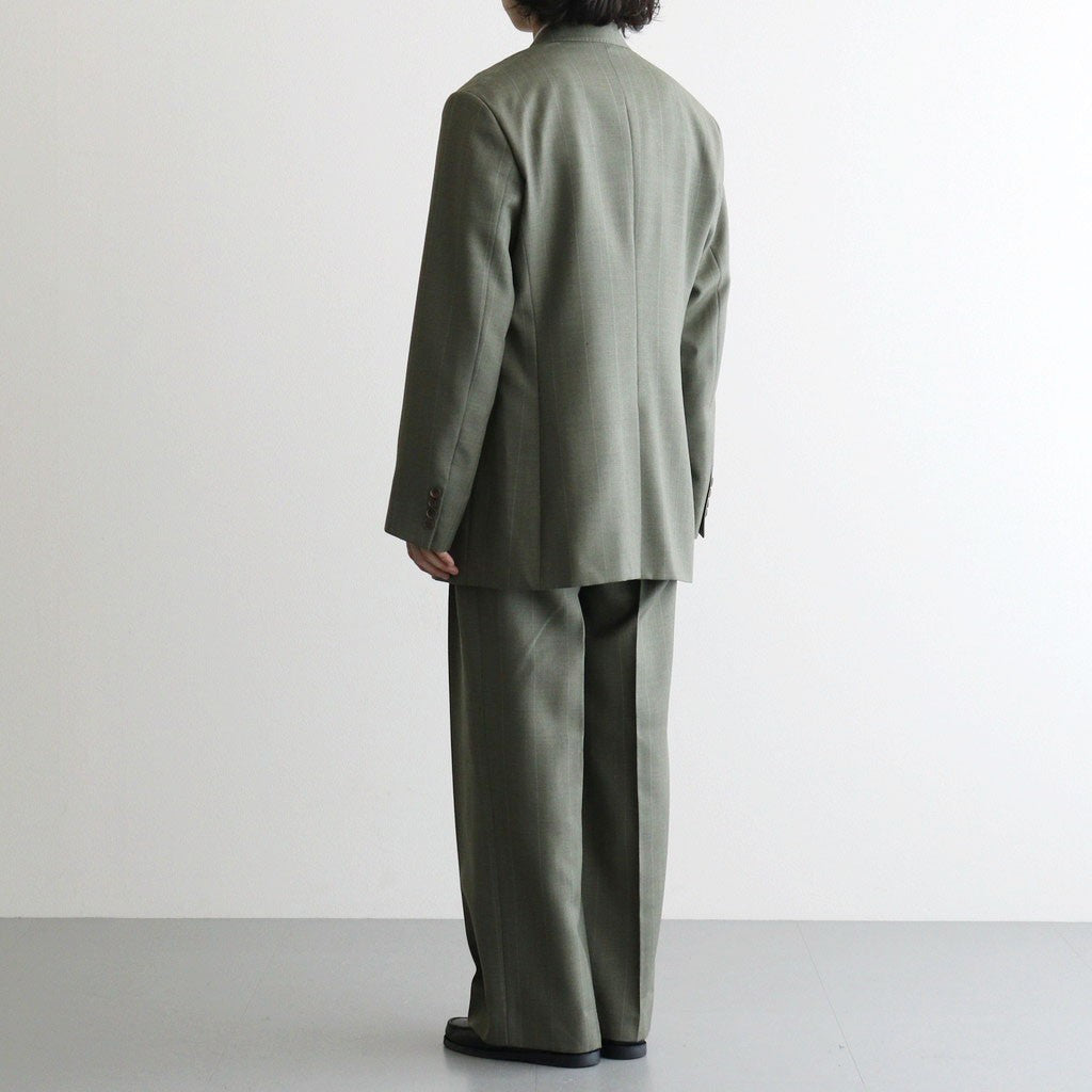 BLUEFACED WOOL TWO-TUCK SLACKS #OLIVE GRAY STRIPE [A26AP04BS]