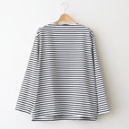 FBSBTF - 微強撚綿天竺 ボートネックロンT #08 WH base×BK bd [SN_FR0907TF]