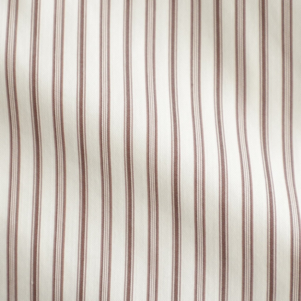 COTTON SILK STRIPE SHIRT #RED BROWN STRIPE [A26AS03CS]