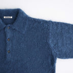 BRUSHED SUPER KID MOHAIR KNIT POLO #LIGHT NAVY [A26AP01KM]