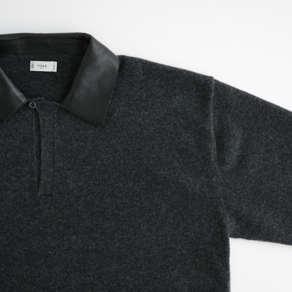Leather-Trimmed Skipper Sweater #Charcoal [YK26FW01380S]