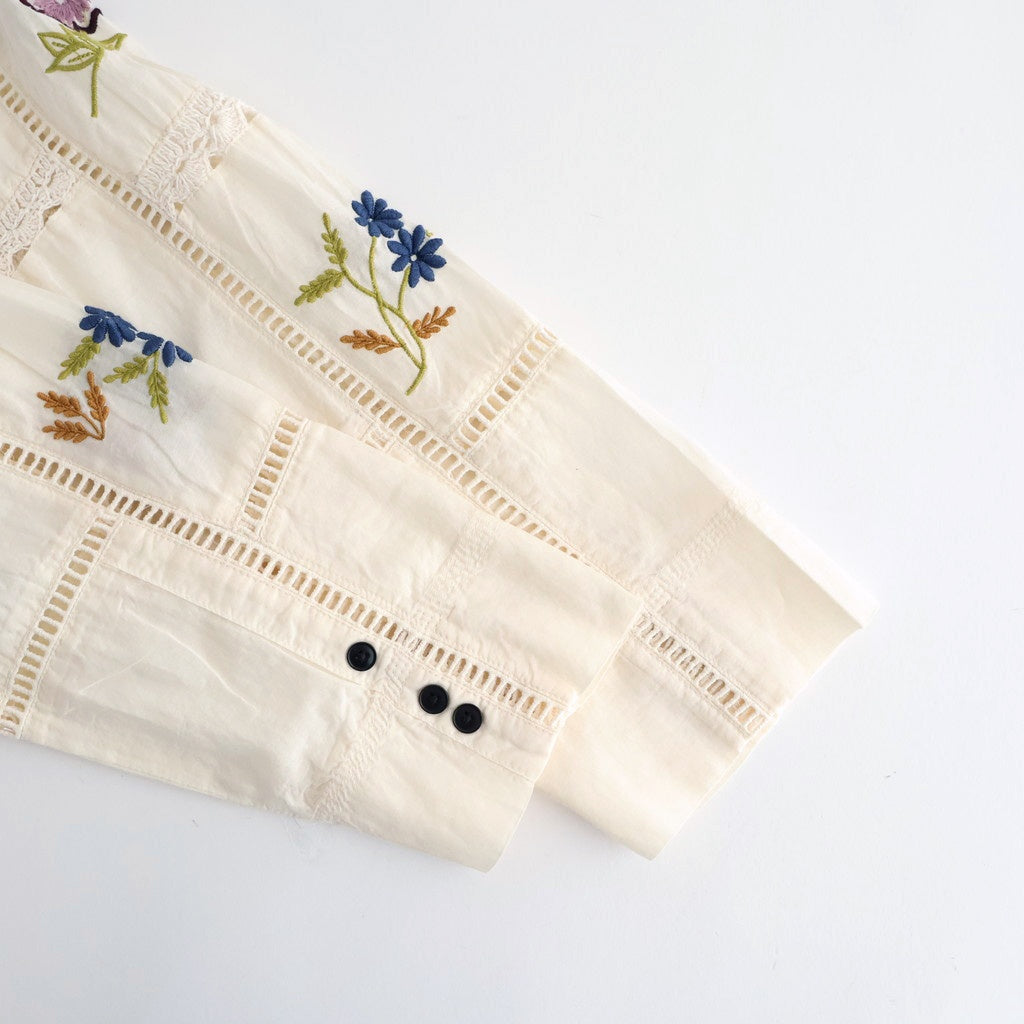Embroidery Patchwork Shirts #ECRU [12610428]