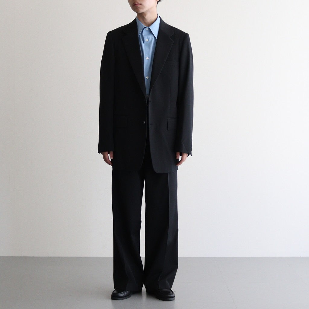 LIGHT WOOL MAX GABARDINE TWO-TUCK SLACKS #TOP BLACK [A25AP06MG]