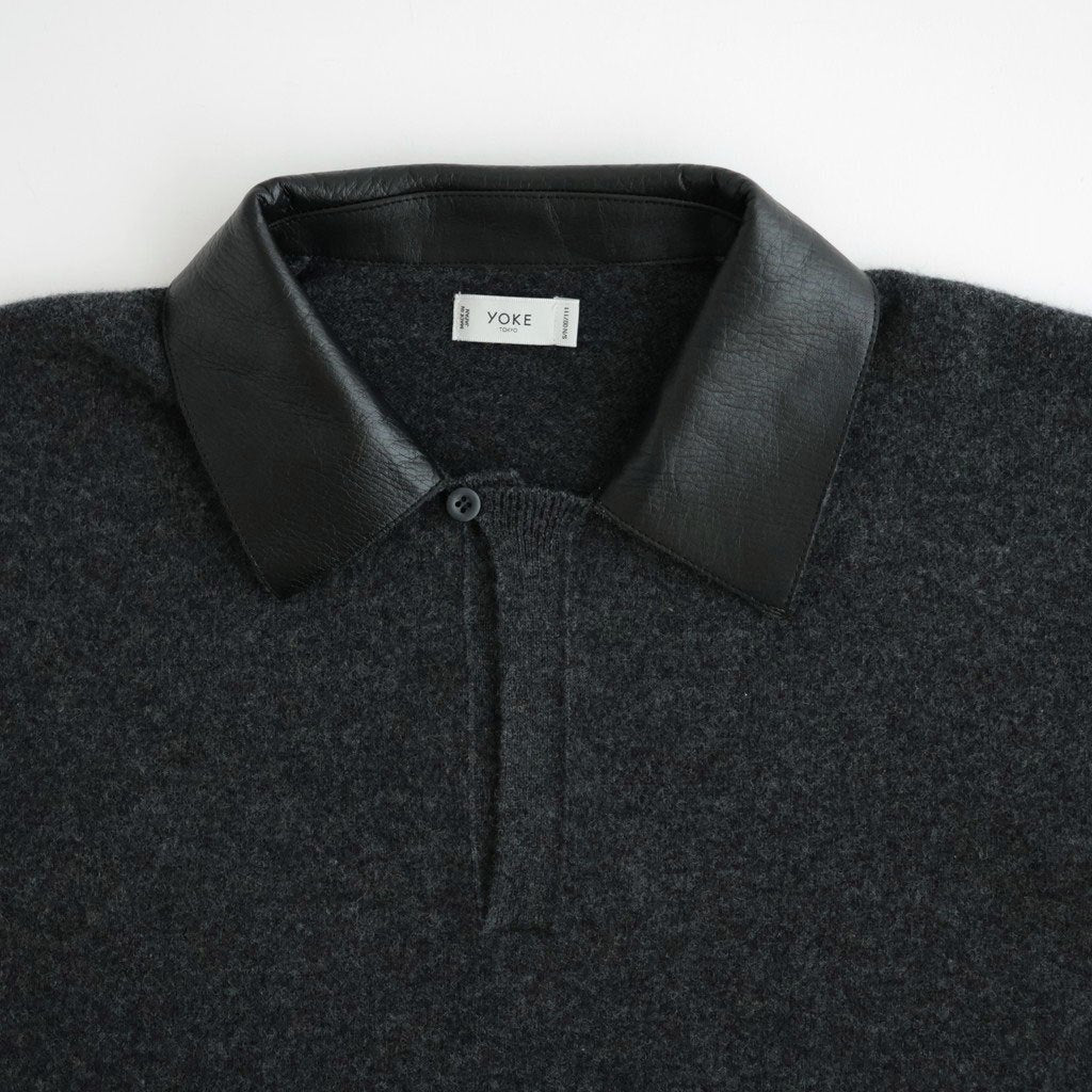 Leather-Trimmed Skipper Sweater #Charcoal [YK26FW01380S]