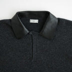 Leather-Trimmed Skipper Sweater #Charcoal [YK26FW01380S]